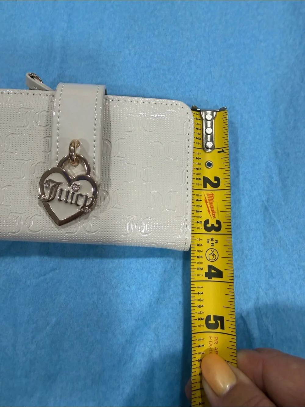 Juicy Couture Cream Patent Heart Charm Wallet